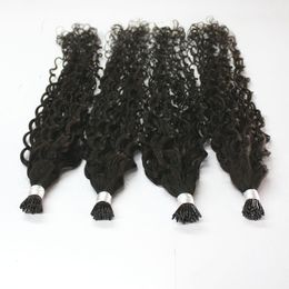 Mongolian kinky curly I Tip Hair Extensions 200g 400s Stick Keratin 100% Remy Human Hair