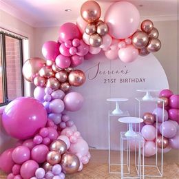 Other Event Party Supplies 115pcs Balloon Arch Garland Rose Gold Chorme Metallic Balloons Pink Globos Happy Birthday Party Decorations Wedding Baby shower 220916