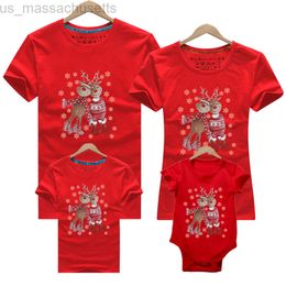 Family Matching Outfits Christmas Family Matching T-shirt Mother Daughter Clothes Adult Kids T-shirt Baby Rompers Cotton Short Sleeve Cartoon Print L220916