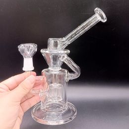 9 inch Thick Clear Glass Water Bong Hookahs Shisha Oil Dab Rigs Recycler Male 14mm Smoking Pipes