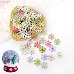 Christmas Decorations 50/100pcs Snowflake Wooden Buttons For Clothing Needlework Crafts Sewing Scrapbooking DIY Wood Accessories