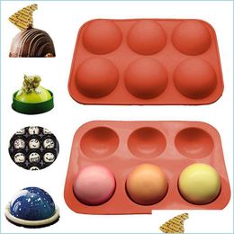 Baking Moulds 6 Holes Sile Baking Mould 3D Half Ball Sphere Chocolate Cupcake Cake Diy Muffin Bakeware Kitchen Tools Drop Delivery 202 Dhiux