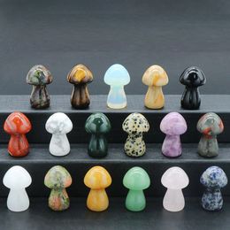 Random Natural Stone 35mm Mushroom Plant Statue Carving Aquarium Home Decoration Crystal Polishing Gem