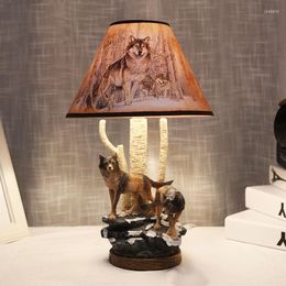 Table Lamps Wolf For Living Room Modern Resin Animal Lamp Bedside Desk Light Bedroom Home Decor Reading Led Stand Fixtures