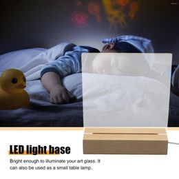 Lamp Holders LED Wood Display Base Rectangle Crystal Wooden Lighted Stand For Resin Art Acrylic Light Plate Decoration