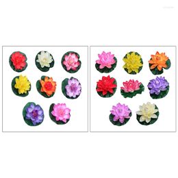 Decorative Flowers 8Pcs Pieces Artificial Realistic Water Floating EVA Lotus Lily Pads Ornaments For Pond Pool Aquarium