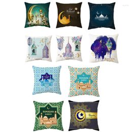 Pillow Case Eid Mubarak Cover Moon Lantern Short Plush For Ramadan Party Home Bedroom Sofa Chair Decoration