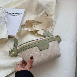 Kadın Tasarımcılar Zarif Ekose PU Deri Kadınlar Için Yeni Bel Çantaları Bel Paketleri Şık Fanny Paketi Geniş Kayış Crossbody Göğüs Çantası G227213F