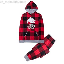 Family Matching Outfits Father Mother Son Daughter Clothes Set Cartoon Lattice Hooded PulloverPants Baby Romper Christmas Pajamas Suit