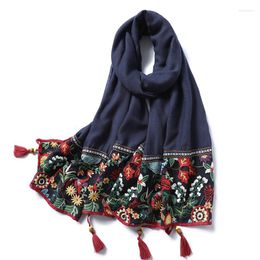 Sciarpe ricami in pizzo cotone sciarpa donne 2022 scialli stampati floreali vintage e avvolgono nappe solide pashmina lady foulard hijab femme