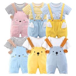 Clothing Sets born Baby Boy Clothes Summer Short Sleeved Tshirt Shorts Overalls Suit Infant Unisex Casual Cartoon Sets Baby Girls Outfit 220916