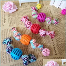 Dog Toys Chews Pet Dog Rope Chew Toys Bone Ball Shape Animal Pets Playing Knot Toy Cotton Teeth Cleaning For Small Puppy Drop Delive Dhtr9