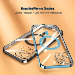 Luxury Magnetic Phone Cases For iPhone 15 14 13 Pro Max Cover 11 12 X XR Xs 7 8 Plus SE Magsafe Silicone Case