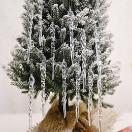 Christmas Decorations 12PCS Simulation Ice Tree Hanging Ornament Fake Icicle Prop For Winter Party Decoration