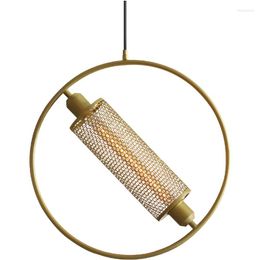 Pendant Lamps The Industrial Wind Mesh Lights Post-modern Creative Bar Cafe Lamp Iron Bedside Restaurant Ring-shaped