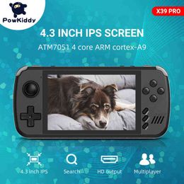 Portable Game Players POWKIDDY X39 4.3 Inch IPS Screen Children's Gifts Retro Game Console Support 4K HD Out Handheld Game Players T220916