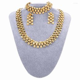 Necklace Earrings Set & High Quality 24k Gold Plated Bridal Bracelet & Wedding For Women Couple Christmas Gift SetsEarrings