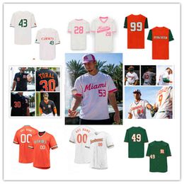 College Baseball Wears College Miami Hurricanes Baseball Jersey Zack Collins Bryan Garcia Yasmani Grandal Cesar Carrillo Jim Morris Ron Fraser Neal Heaton Alex Fer