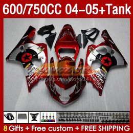 OEM Fairings & Tank red wine blk For SUZUKI GSXR600 750CC GSXR-750 K4 GSX-R600 04-05 153No.1 600CC GSXR 600 750 CC GSXR750 04 05 GSXR-600 2004 2005 Injection Mold Fairing