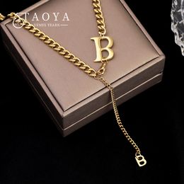 Classic B Letter Steel Short Necklace For Woman Gothic Jewellery Hip Hop Party Girl's Sexy Clavicle Chai