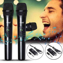 Microphones 1/2Pcs VHF Wireless Microphone DJ Karaoke Speaker 2 Handheld MIC KTV Player Independent/hybrid Automatic Selection USB Receiver T220916