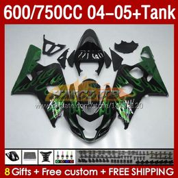 OEM Fairings & Tank For SUZUKI GSXR600 750CC GSXR-750 K4 GSX-R600 04-05 153No.24 green flames 600CC GSXR 600 750 CC GSXR750 04 05 GSXR-600 2004 2005 Injection Mould Fairing