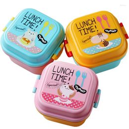 Dinnerware Sets Cartoon Healthy Plastic Lunch Box Microwave Oven Bento Boxes Container Kid Childen Lunchbox