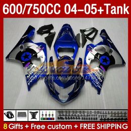 OEM Fairings & Tank For SUZUKI GSXR-600 GSXR600 GSXR-750 K4 GSXR750 04 05 153No.42 GSXR 600 750 CC 600CC 750CC 2004 2005 GSX-R600 04-05 Injection Mold Fairing blue silvery