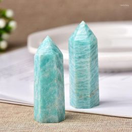 Decorative Figurines 1pc Natural Crystal Point Amazonite Healing Obelisk Reseda Quartz Wand Green Ornament For Home Decor Reiki Energy Stone