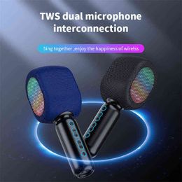 Microphones Wireless Bluetooth Karaoke Microphone with LED Lights Handheld Karaoke Machine with Magic Sing for Kids Adults Gift T220916