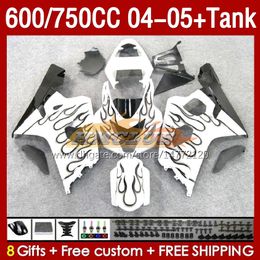 Injection Mold Fairings & Tank For SUZUKI GSXR-600 GSXR750 GSXR600 GSXR-750 K4 2004 2005 153No.76 GSX-R600 GSXR 600 750 CC 04-05 600CC 750CC 04 05 OEM Fairing black flames