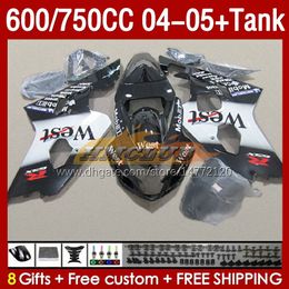 OEM Fairings & Tank For SUZUKI GSXR-600 GSXR600 GSXR-750 K4 GSXR750 04 05 153No.39 GSXR 600 750 CC 600CC 750CC 2004 2005 GSX-R600 04-05 Injection Mold Fairing black west blk