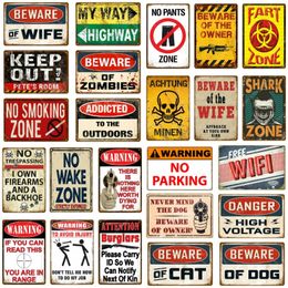 No Pants Zone Wall Decor Metal Painting Warning Danger No Trespassing Gun Outdoor Signs Achtung Vintage Beware of WIFI Poster Art Plaque Size 30X20CM