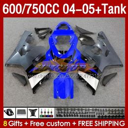 Injection Mould Fairings & Tank For SUZUKI GSXR-600 GSXR750 GSXR600 GSXR-750 K4 2004 2005 153No.65 GSX-R600 GSXR 600 750 CC 04-05 600CC 750CC 04 05 OEM Fairing factory blue