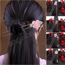 Korean U Shape Hair Clips Elegant Metal Forks Vintage Styling Hairpins Tassel Step Shake Ancient Dress for Women Hair Style Tool