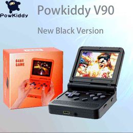 Portable Game Players POWKIDDY V90 Retro Flip Handheld Game Player 3.0inch IPS Handheld Console Dual Open System 3000 Classic Games Pocket Mini Player T220916