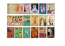 Pin Up Sexy Lady Tin Sign Metal painting Beer Wine Coffee Wall Plaque Festival Decoration Pub Shop Restaurant Home Bedroom Decor Man Cave Retro Plate Size 30x20cm