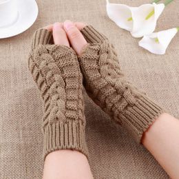 Half Finger Gloves for Women Winter Soft Warm Wool Knitting Arm Gloves Soft Warm Mittens Handschoenen Unisex FY3894 WLY935