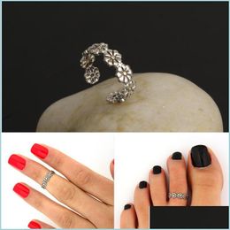 Toe Rings Rings Vintage Small Daisy Flower Joints Beach Retro Carved Adjustable Toe Ring Foot Women Jewellery 1255 Q2 Drop Dhseller2010 Dhj9J