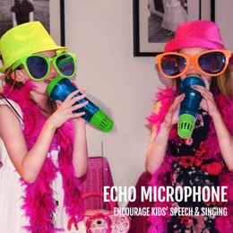 Novelty Toy Echo Mic Toys Battery Free Magic Karaoke Microphone Voice Amplifying Retro for Singing Speech N Communication Therapy 10 Inch Blue N Green