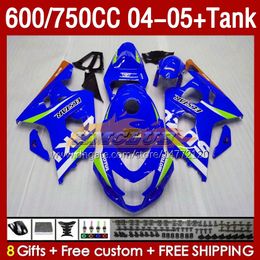 Fairings & Tank For SUZUKI GSXR-600 GSXR750 GSXR600 GSX-R600 04-05 Body 153No.125 GSXR 750CC 600 750 CC GSXR-750 K4 2004 2005 600CC 04 05 OEM Injection Fairing blue factory