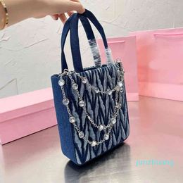 Designer mini Tote Handbag Denim Diamond Tote Bag Women Wrinkled Handbags Womens Classic Large Capacity Lady Shopping Bags 2022