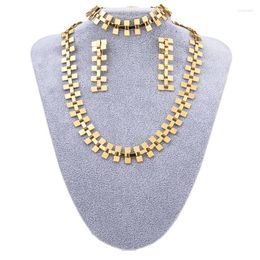 Necklace Earrings Set & Fine Dubai For Women 24K Gold Bracelet & Nigerian Bridal Wedding Accessories Couple GiftsEarrings