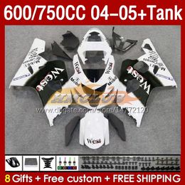 Injection Mould Fairings & Tank For SUZUKI GSXR-600 GSXR750 GSXR600 GSXR-750 K4 2004 2005 153No.78 GSX-R600 GSXR 600 750 CC 04-05 600CC 750CC 04 05 OEM Fairing black west