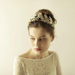 Headpieces O870 Classic Alloy Plated Wedding Tiara Hair Accessories Bridal Crown Headpiece With Leaves For Bride