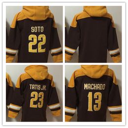 Team Baseball Pullover Hoodie Soto Tatis Jr. Machado Fans Tops Size S-XXXL Brown Colour