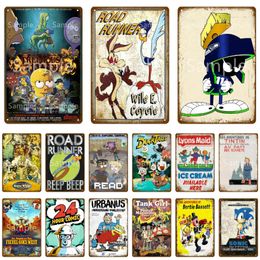 Vintage cartoon Movie Plaque Road Metal Painting Tin Signs Bar Pub Cafe Home Wall Sticker Japan Comics Poster Kids Gift Room Decor Decoration Interior Paintings