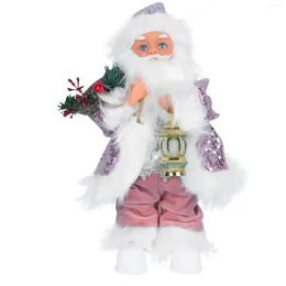 Strips 1Pc Santa Claus Doll Ornaments With Light Luminous Father Christmas Decor