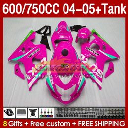 Fairings & Tank For SUZUKI GSXR-600 GSXR750 GSXR600 GSX-R600 04-05 Body 153No.122 GSXR 750CC 600 750 CC GSXR-750 K4 2004 2005 600CC 04 05 OEM Injection Fairing rose glossy