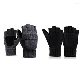 Cycling Gloves Winter Knit Warm Fingerless Gloves-Cold Weather Wool Sport Running Thermal Men Women